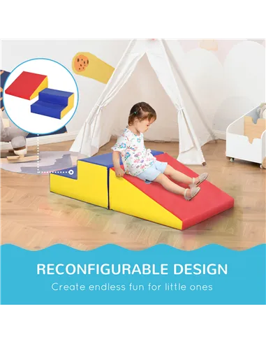 HOMCOM 2-Piece Soft Playset for Toddlers, Climbing, Crawling, For ages 12-36 Months, Red