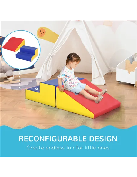 HOMCOM 2-Piece Soft Playset for Toddlers, Climbing, Crawling, For ages 12-36 Months, Red