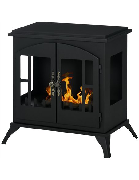 HOMCOM Freestanding Ethanol Fireplace Stove, Bioethanol Fire with Stainless Steel Flame Snuffer, 0.9L Tank, 3 Hours Burning Time
