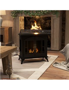 HOMCOM Freestanding Ethanol Fireplace Stove, Bioethanol Fire with Stainless Steel Flame Snuffer, 0.9L Tank, 3 Hours Burning Time 2