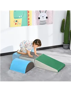 HOMCOM 5 Piece Kids Soft Play Set, Climb and Crawl Activity Toys Set for Baby Toddler, Soft Foam Blocks Indoor Play Equipment Le 2