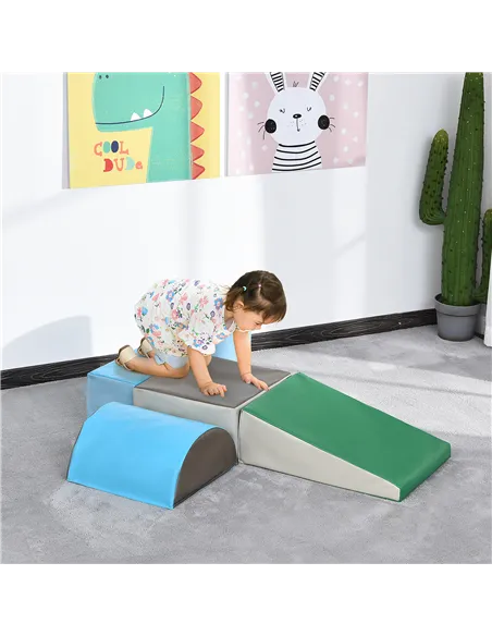 HOMCOM 5 Piece Kids Soft Play Set, Climb and Crawl Activity Toys Set for Baby Toddler, Soft Foam Blocks Indoor Play Equipment Le