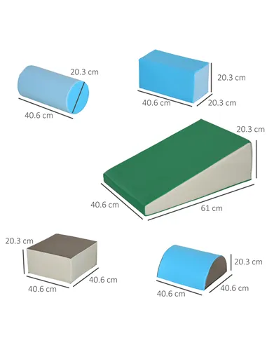 HOMCOM 5 Piece Kids Soft Play Set, Climb and Crawl Activity Toys Set for Baby Toddler, Soft Foam Blocks Indoor Play Equipment Le