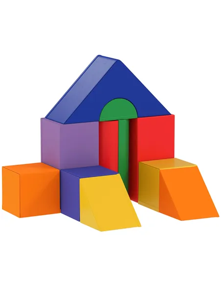 HOMCOM 11-Piece Kids Soft Play Set, Foam Block, Toys for Climbing, Crawling, Multicoloured