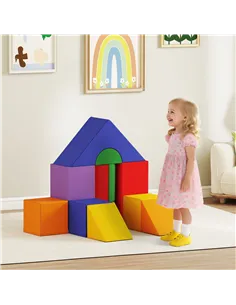HOMCOM 11-Piece Kids Soft Play Set, Foam Block, Toys for Climbing, Crawling, Multicoloured 2