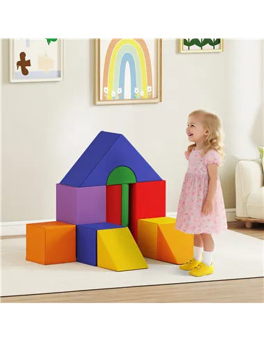 HOMCOM 11-Piece Kids Soft Play Set, Foam Block, Toys for Climbing, Crawling, Multicoloured