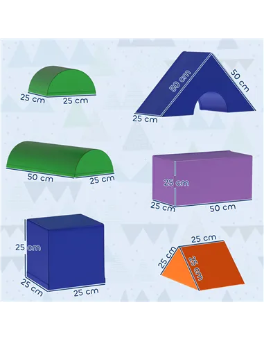 HOMCOM 11-Piece Kids Soft Play Set, Foam Block, Toys for Climbing, Crawling, Multicoloured