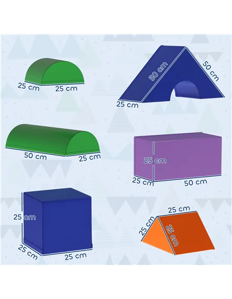 HOMCOM 11-Piece Kids Soft Play Set, Foam Block, Toys for Climbing, Crawling, Multicoloured
