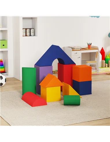 HOMCOM 11-Piece Kids Soft Play Set, Foam Block, Toys for Climbing, Crawling, Multicoloured