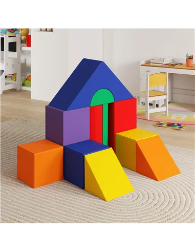 HOMCOM 11-Piece Kids Soft Play Set, Foam Block, Toys for Climbing, Crawling, Multicoloured