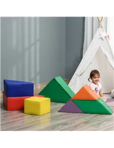 HOMCOM 7 Piece Kids Soft Foam Puzzle Play Set Interlocking Toddler Learning Blocks Comfortable Safe Floor Indoor Outdoor Active  2