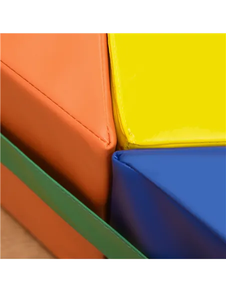 HOMCOM 7 Piece Kids Soft Foam Puzzle Play Set Interlocking Toddler Learning Blocks Comfortable Safe Floor Indoor Outdoor Active 
