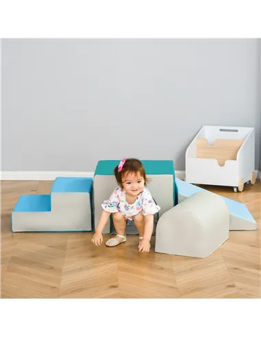 HOMCOM 4-Piece Soft Play Set for Toddlers 1-3 Years, Multi-colored