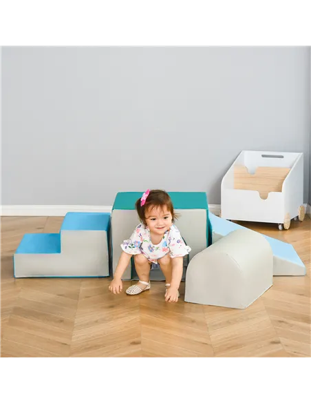 HOMCOM 4-Piece Soft Play Set for Toddlers 1-3 Years, Multi-colored