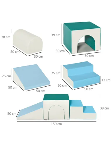 HOMCOM 4-Piece Soft Play Set for Toddlers 1-3 Years, Multi-colored