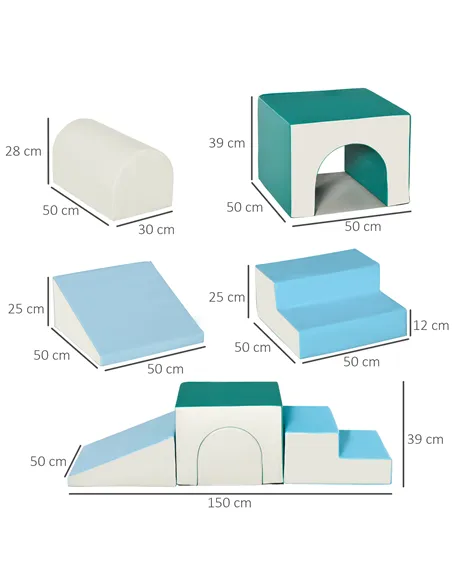 HOMCOM 4-Piece Soft Play Set for Toddlers 1-3 Years, Multi-colored