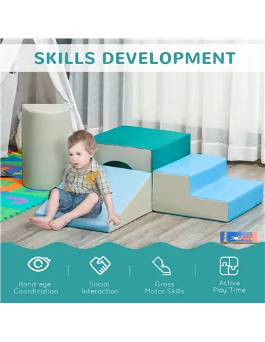 HOMCOM 4-Piece Soft Play Set for Toddlers 1-3 Years, Multi-colored