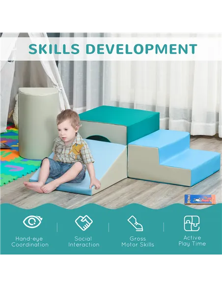 HOMCOM 4-Piece Soft Play Set for Toddlers 1-3 Years, Multi-colored