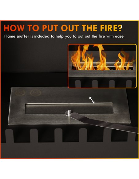 HOMCOM Freestanding Ethanol Fireplace Stove, Bioethanol Fire with Stainless Steel Flame Snuffer, 0.9L Tank, 3 Hours Burning Time