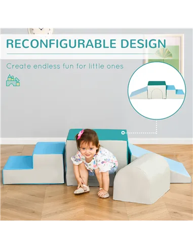 HOMCOM 4-Piece Soft Play Set for Toddlers 1-3 Years, Multi-colored