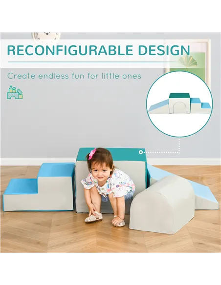 HOMCOM 4-Piece Soft Play Set for Toddlers 1-3 Years, Multi-colored