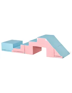 HOMCOM 2-piece Soft Play Set, Baby Foam Climber Block for Toddler 1-3 Years, Pink Blue