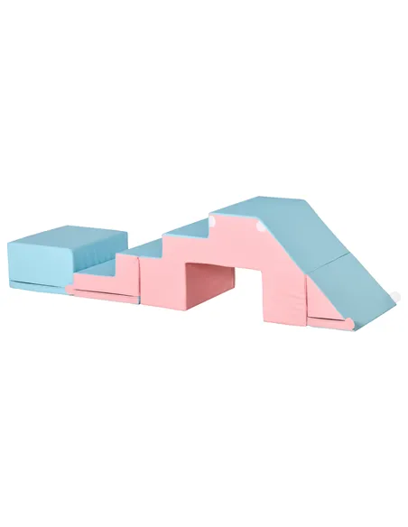 HOMCOM 2-piece Soft Play Set, Baby Foam Climber Block for Toddler 1-3 Years, Pink Blue