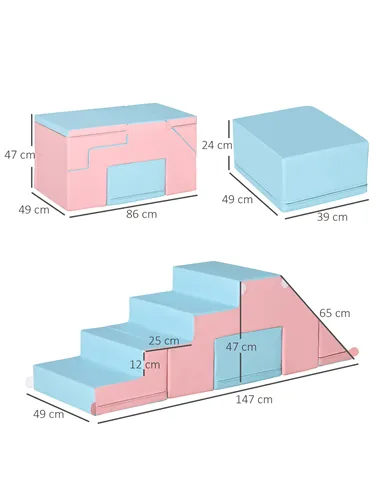 HOMCOM 2-piece Soft Play Set, Baby Foam Climber Block for Toddler 1-3 Years, Pink Blue