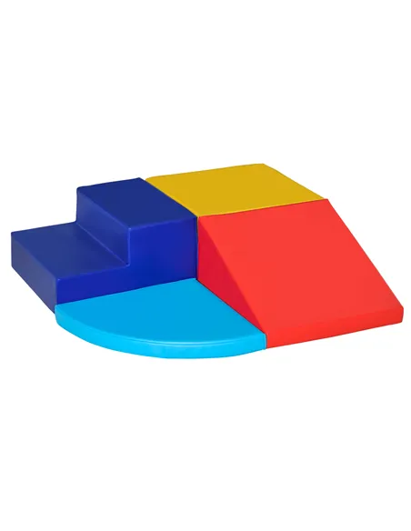 HOMCOM Soft Play 4-piece Climb and Crawl Foam Toddler Stairs and Ramp Colorful Children's Educational Software Activity Toys for