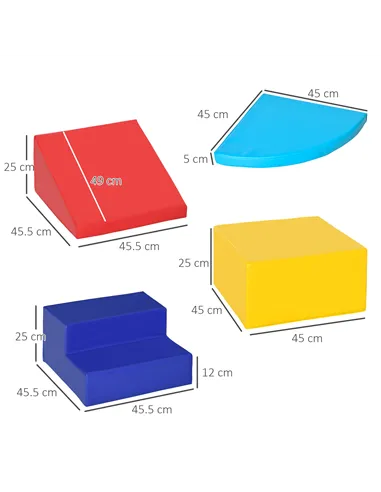 HOMCOM Soft Play 4-piece Climb and Crawl Foam Toddler Stairs and Ramp Colorful Children's Educational Software Activity Toys for