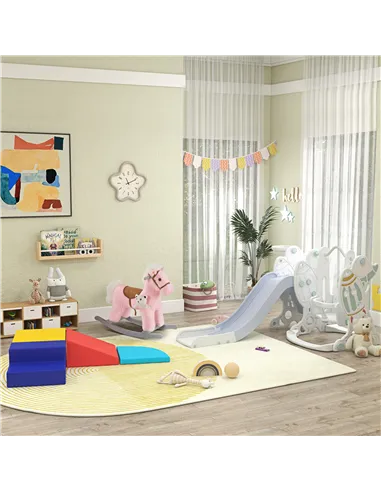 HOMCOM Soft Play 4-piece Climb and Crawl Foam Toddler Stairs and Ramp Colorful Children's Educational Software Activity Toys for