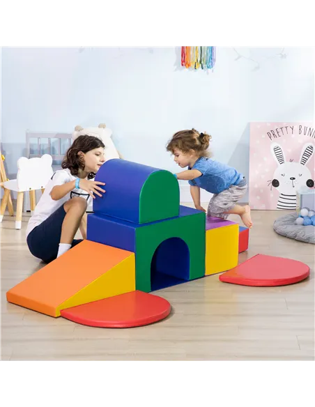 HOMCOM Seven-Piece Kids Soft Playset, for Toddlers - Multicoloured