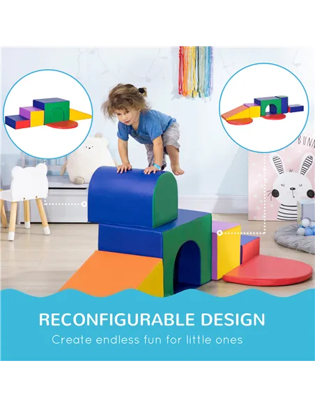 HOMCOM Seven-Piece Kids Soft Playset, for Toddlers - Multicoloured