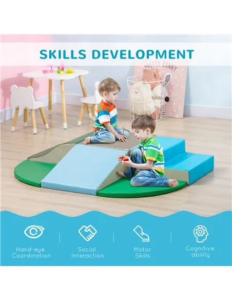 HOMCOM 6 Piece Soft Play Equipment for Kids Climb and Crawl, Multicoloured