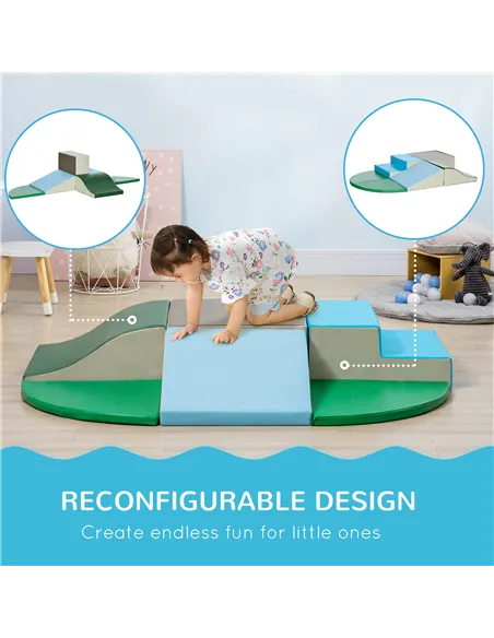 HOMCOM 6 Piece Soft Play Equipment for Kids Climb and Crawl, Multicoloured