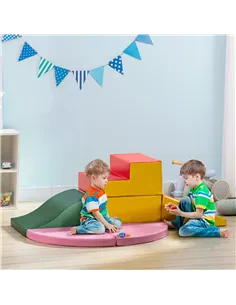 HOMCOM 6 Piece Soft Play Equipment for Kids Climb and Crawl, Red 2