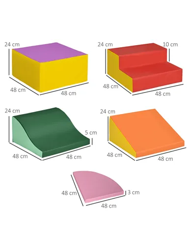 HOMCOM 6 Piece Soft Play Equipment for Kids Climb and Crawl, Red