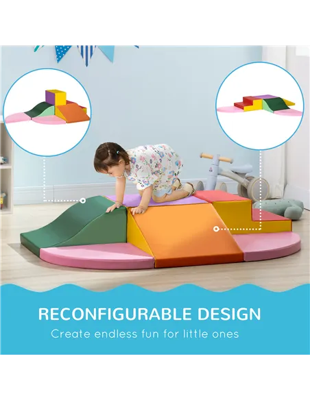 HOMCOM 6 Piece Soft Play Equipment for Kids Climb and Crawl, Red