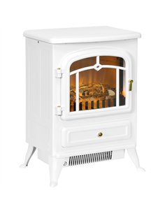 HOMCOM Modern Electric Fireplace, Freestanding Electric Stove Fire with Flame Effect, 950/1850W, White