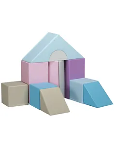HOMCOM 11-Piece Kids Soft Play Set, Foam Block, Toys for Climbing, Crawling, Blue