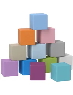 HOMCOM 12 PCs Soft Play Blocks, Soft Foam Toy, Building and Stacking Blocks for Kids, Blue