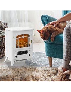 HOMCOM Modern Electric Fireplace, Freestanding Electric Stove Fire with Flame Effect, 950/1850W, White 2