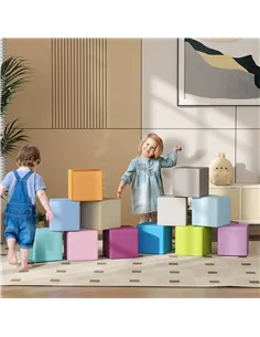 HOMCOM 12 PCs Soft Play Blocks, Soft Foam Toy, Building and Stacking Blocks for Kids, Blue 2