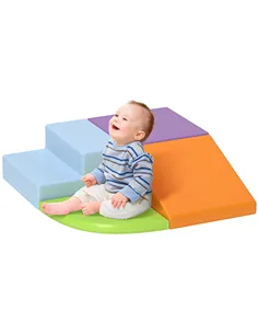 HOMCOM 4-piece Soft Play Set, Climb and Crawl Foam, Toddler Stairs and Ramp, Orange