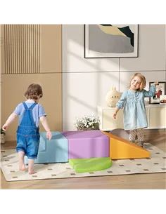 HOMCOM 4-piece Soft Play Set, Climb and Crawl Foam, Toddler Stairs and Ramp, Orange 2