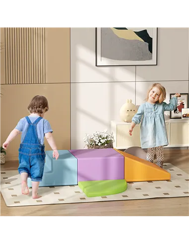 HOMCOM 4-piece Soft Play Set, Climb and Crawl Foam, Toddler Stairs and Ramp, Orange