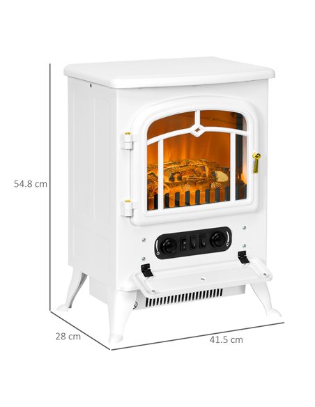HOMCOM Modern Electric Fireplace, Freestanding Electric Stove Fire with Flame Effect, 950/1850W, White