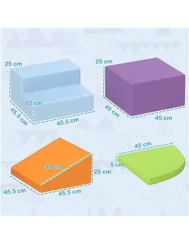 HOMCOM 4-piece Soft Play Set, Climb and Crawl Foam, Toddler Stairs and Ramp, Orange