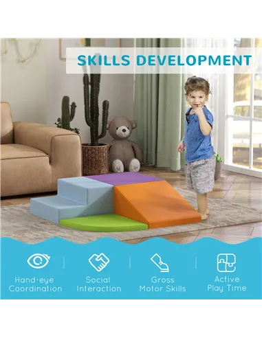 HOMCOM 4-piece Soft Play Set, Climb and Crawl Foam, Toddler Stairs and Ramp, Orange