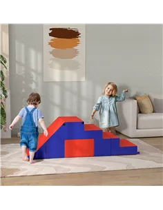 HOMCOM 2-piece Soft Play Set, Baby Foam Climber Block for Toddler 1-3 Years, Dark Blue 2